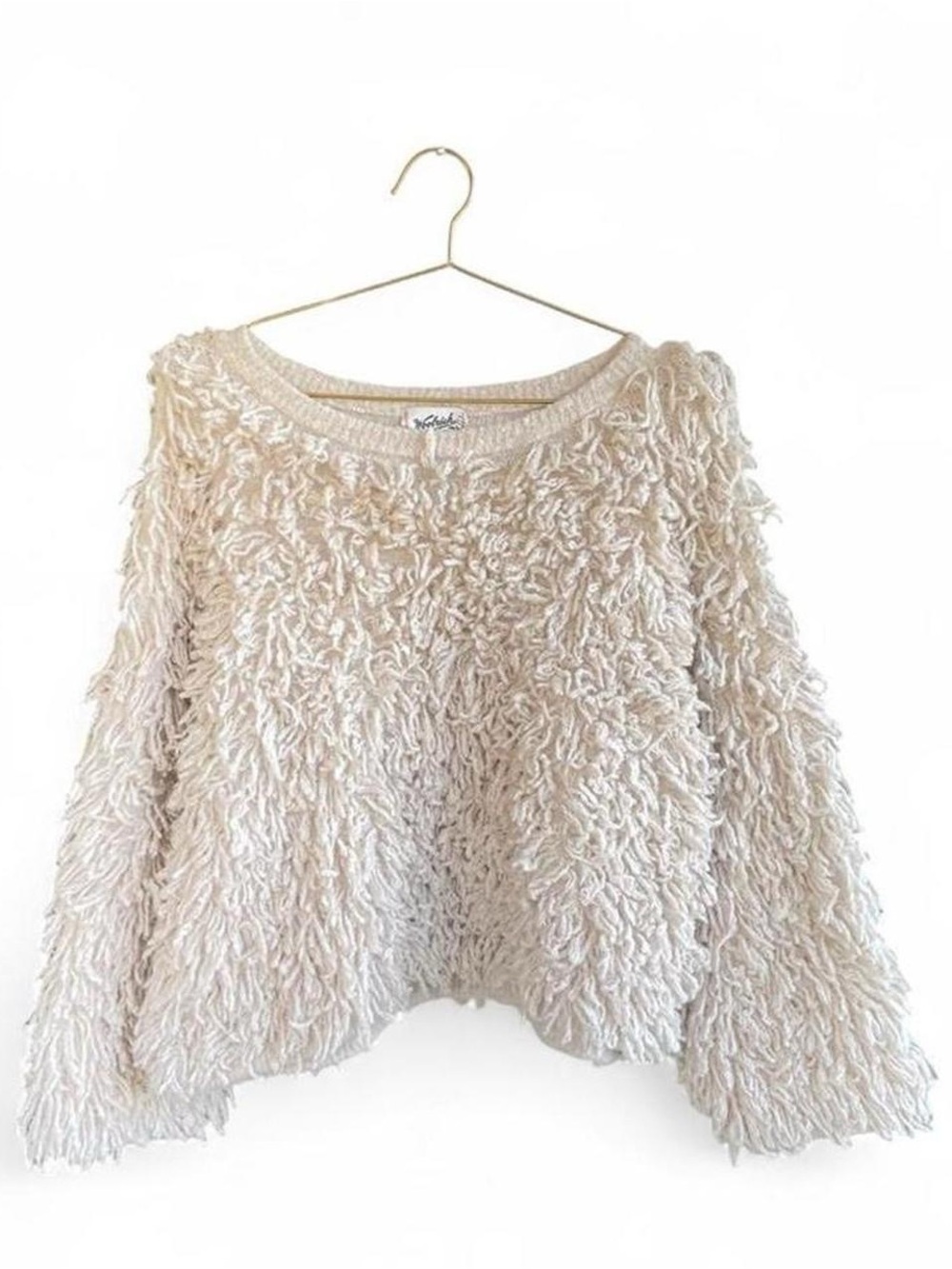Woolrich Cream Shaggy Knit Sweater – Textured Cozy Pullover (XXL)